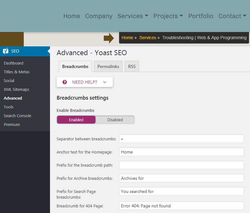 Custom Breadcrumb Navigation Yoast SEO