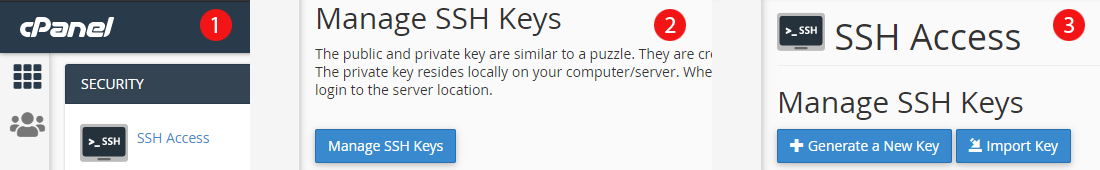 Manage SSH Keys cPanel